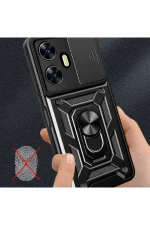 Newface Realme C55 Kılıf Pars Lens Yüzüklü Silikon - Kırmızı - Görsel 3