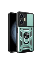 Newface Realme C55 Kılıf Pars Lens Yüzüklü Silikon - Yeşil