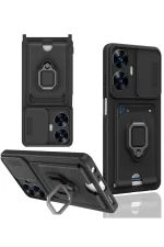 Newface Realme C55 Kılıf Zuma Kartvizitli Yüzüklü Silikon - Siyah