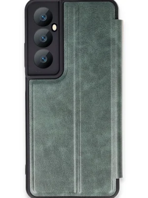 Newface Realme C65 Kılıf Flip Cover - Koyu Yeşil