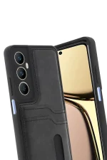 Newface Realme C65 Sara Kartvizitli Deri Kılıf - Siyah - Görsel 3