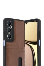 Newface Realme C65 Sara Kartvizitli Deri Kılıf - Taba - Görsel 2