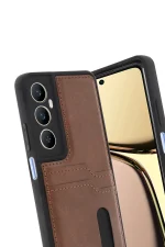 Newface Realme C65 Sara Kartvizitli Deri Kılıf - Taba - Görsel 3