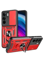 Newface Realme C75 4G Kılıf Pars Lens Yüzüklü Silikon - Kırmızı