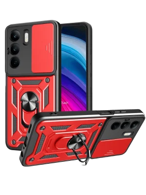 Newface Realme C75 4G Kılıf Pars Lens Yüzüklü Silikon - Kırmızı