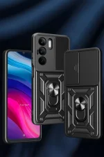 Newface Realme C75 4G Kılıf Pars Lens Yüzüklü Silikon - Siyah - Görsel 2