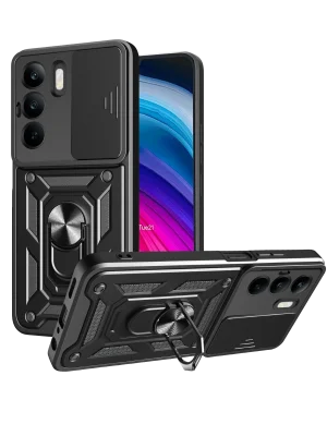 Newface Realme C75 4G Kılıf Pars Lens Yüzüklü Silikon - Siyah