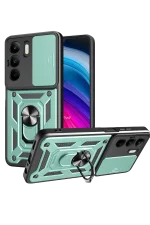 Newface Realme C75 4G Kılıf Pars Lens Yüzüklü Silikon - Yeşil