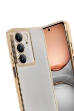 Newface Realme C75 4G Kılıf Razer Lensli Silikon - Gold - Görsel 3