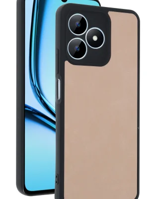 Newface Realme Note 50 4G Kılıf Aras Deri Kapak - Pudra