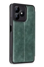 Newface Realme Note 50 4G Kılıf Flip Cover - Koyu Yeşil - Görsel 2