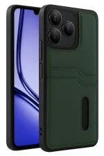 Newface Realme Note 50 4G Kılıf Sara Kartvizitli Deri Kılıf - Koyu Yeşil