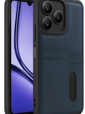 Newface Realme Note 50 4G Kılıf Sara Kartvizitli Deri Kılıf - Lacivert