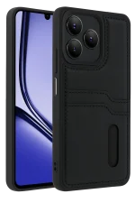 Newface Realme Note 50 4G Kılıf Sara Kartvizitli Deri Kılıf - Siyah