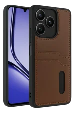Newface Realme Note 50 4G Kılıf Sara Kartvizitli Deri Kılıf - Taba