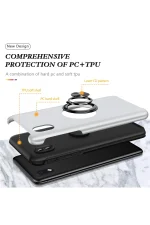 Newface Samsung Galaxy A01 Core Kılıf Elit Yüzüklü Kapak - Gümüş - Görsel 2