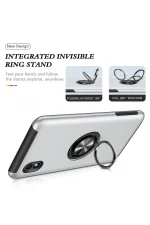 Newface Samsung Galaxy A01 Core Kılıf Elit Yüzüklü Kapak - Gümüş - Görsel 3