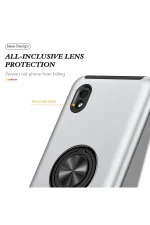 Newface Samsung Galaxy A01 Core Kılıf Elit Yüzüklü Kapak - Gümüş - Görsel 4