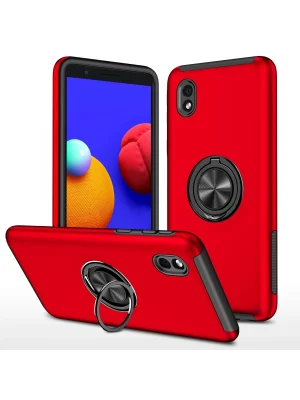 Newface Samsung Galaxy A01 Core Kılıf Elit Yüzüklü Kapak - Kırmızı