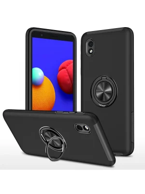 Newface Samsung Galaxy A01 Core Kılıf Elit Yüzüklü Kapak - Siyah