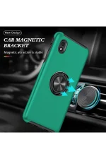 Newface Samsung Galaxy A01 Core Kılıf Elit Yüzüklü Kapak - Yeşil - Görsel 5