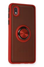 Newface Samsung Galaxy A01 Core Kılıf Montreal Yüzüklü Silikon Kapak - Kırmızı - Görsel 2