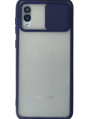 Newface Samsung Galaxy A02 Kılıf Palm Buzlu Kamera Sürgülü Silikon - Lacivert