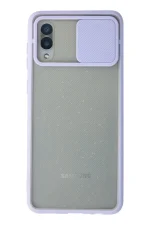 Newface Samsung Galaxy A02 Kılıf Palm Buzlu Kamera Sürgülü Silikon - Lila
