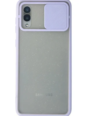 Newface Samsung Galaxy A02 Kılıf Palm Buzlu Kamera Sürgülü Silikon - Lila