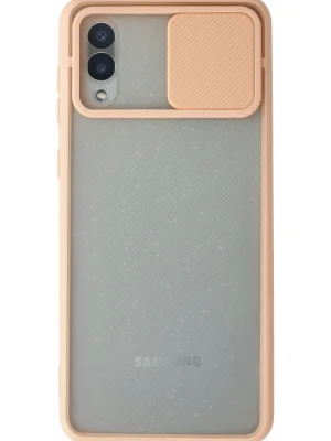Newface Samsung Galaxy A02 Kılıf Palm Buzlu Kamera Sürgülü Silikon - Pembe