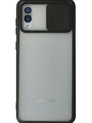 Newface Samsung Galaxy A02 Kılıf Palm Buzlu Kamera Sürgülü Silikon - Siyah