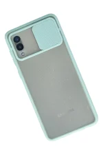 Newface Samsung Galaxy A02 Kılıf Palm Buzlu Kamera Sürgülü Silikon - Turkuaz - Görsel 2