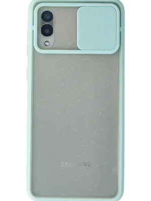 Newface Samsung Galaxy A02 Kılıf Palm Buzlu Kamera Sürgülü Silikon - Turkuaz