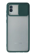 Newface Samsung Galaxy A02 Kılıf Palm Buzlu Kamera Sürgülü Silikon - Yeşil