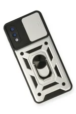 Newface Samsung Galaxy A02 Kılıf Pars Lens Yüzüklü Silikon - Gümüş - Görsel 2