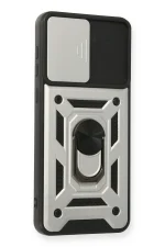 Newface Samsung Galaxy A02 Kılıf Pars Lens Yüzüklü Silikon - Gümüş - Görsel 3