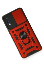 Newface Samsung Galaxy A02 Kılıf Pars Lens Yüzüklü Silikon - Kırmızı - Görsel 3