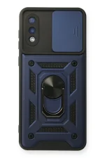 Newface Samsung Galaxy A02 Kılıf Pars Lens Yüzüklü Silikon - Lacivert