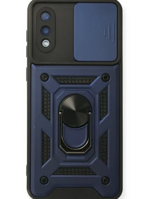 Newface Samsung Galaxy A02 Kılıf Pars Lens Yüzüklü Silikon - Lacivert