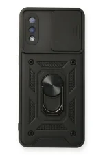 Newface Samsung Galaxy A02 Kılıf Pars Lens Yüzüklü Silikon - Siyah