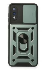 Newface Samsung Galaxy A02 Kılıf Pars Lens Yüzüklü Silikon - Yeşil