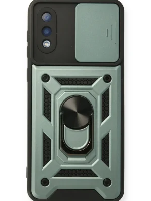 Newface Samsung Galaxy A02 Kılıf Pars Lens Yüzüklü Silikon - Yeşil