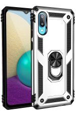 Newface Samsung Galaxy A02 Kılıf Sofya Yüzüklü Silikon Kapak - Gümüş