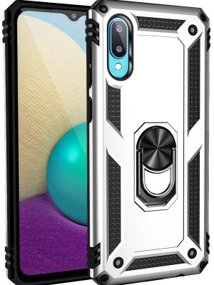 Newface Samsung Galaxy A02 Kılıf Sofya Yüzüklü Silikon Kapak - Gümüş