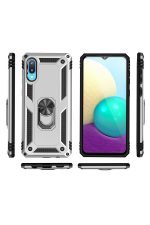 Newface Samsung Galaxy A02 Kılıf Sofya Yüzüklü Silikon Kapak - Gümüş - Görsel 3