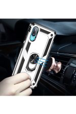 Newface Samsung Galaxy A02 Kılıf Sofya Yüzüklü Silikon Kapak - Gümüş - Görsel 7