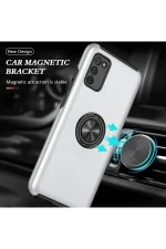 Newface Samsung Galaxy A02S Kılıf Elit Yüzüklü Kapak - Gümüş - Görsel 5