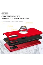 Newface Samsung Galaxy A02S Kılıf Elit Yüzüklü Kapak - Kırmızı - Görsel 2