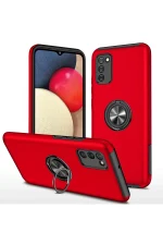 Newface Samsung Galaxy A02S Kılıf Elit Yüzüklü Kapak - Kırmızı