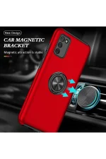 Newface Samsung Galaxy A02S Kılıf Elit Yüzüklü Kapak - Kırmızı - Görsel 5